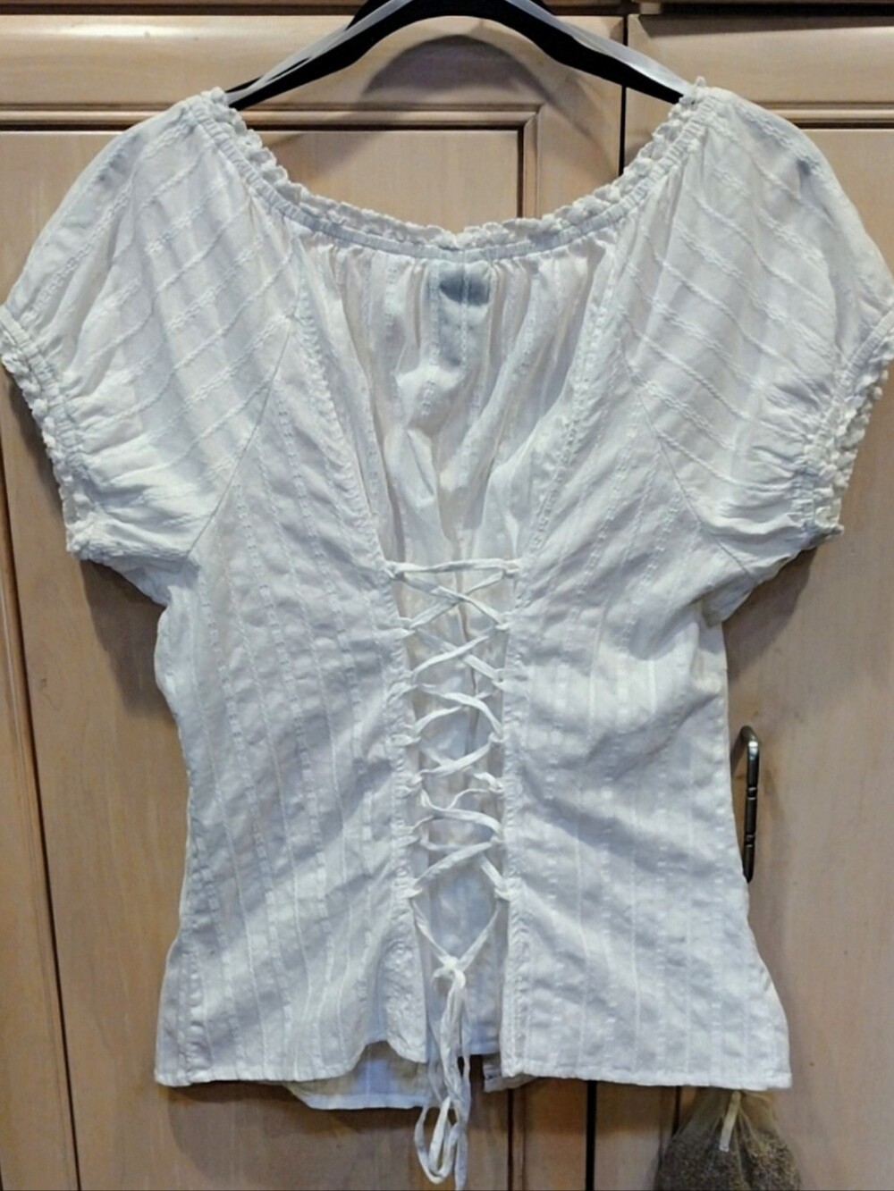 Vtg 🦄 Torrid White Lace Corset Back Top W/ Sweetheart Neck